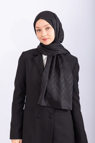 hijabchi Σειρά Jacquard Zigzag - Μαύρο