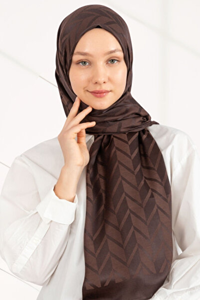 hijabchi Jacquard mătăsos importat în zig-zag - maro amar