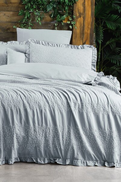 Sarev Girona Blue Double Duvet Cover Set - 100% Cotton, Mood Comfort