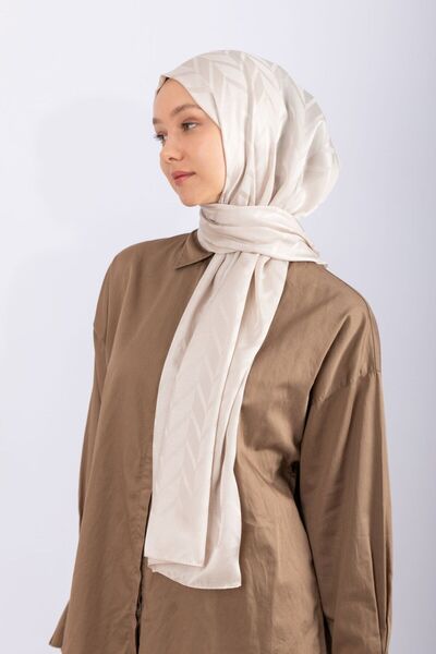 hijabchi Imported Silky Jacquard Zigzag - Almond
