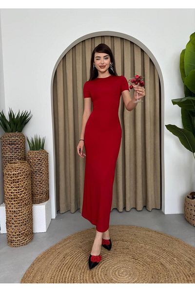 ALBATROS BUTİK Long Lycra Straight Simple Dress