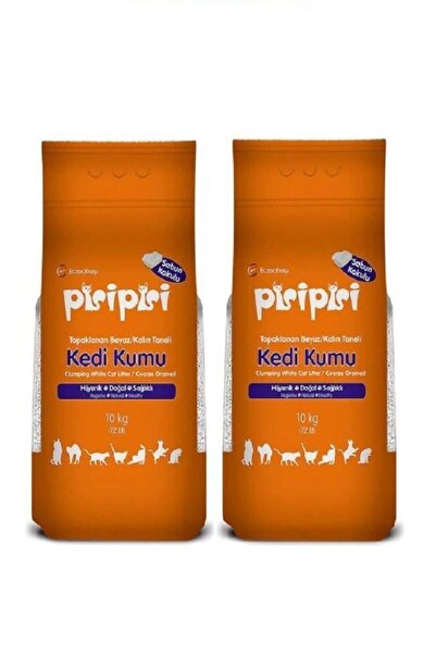 Pisipisi Sabunlu Topaklanan Bentonit Ince Taneli Kedi Kumu 10 Kg 2 Adet