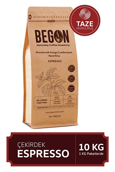 BEGON Nord Kivu Premium Espresso (ÇEKİRDEK) Kahve 10 Kg
