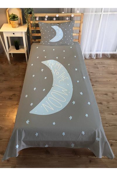 Evmila Blue Moon Patterned Single Velvet Bedspread - gray