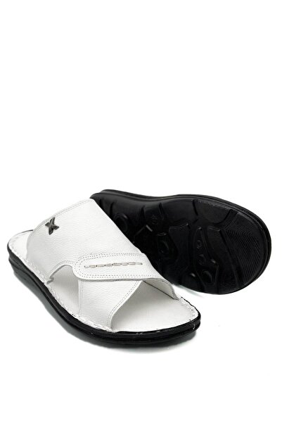 Moda Anna Ανδρικές παντόφλες - Γνήσιο δέρμα, ελαφριά και λευκή σύριγγα