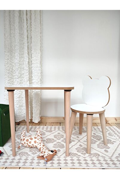 varje Çocuk Masa Sandalye Takımı Aktivite Masası Çalışma Masası 1 Adet Masa 1 Adet Sandalye Beyaz Panda