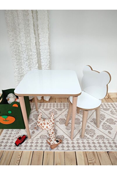 varje Çocuk Masa Sandalye Takımı Aktivite Masası Çalışma Masası 1 Adet Masa 1 Adet Sandalye Beyaz Panda