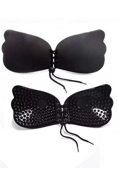 AŞAR MODA TEKSTİL Sutien negru pentru damă cu adeziv plin și adunat