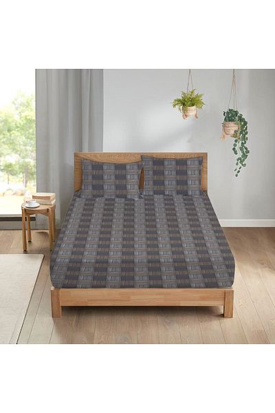 Evmila Rectangular Pattern Printed Double Sheet Set 160x200 Cm - Black