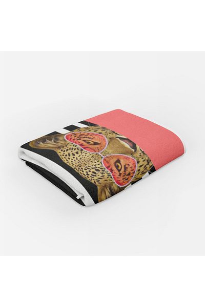Evmila EVMİLA Red Sea and Beach Towel - Tiger Pattern and Printed
