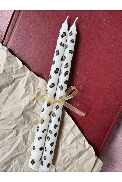 Çisem El Çizimi Leopar Detaylı Dekoratif Şamdan Mum (1 Adet )