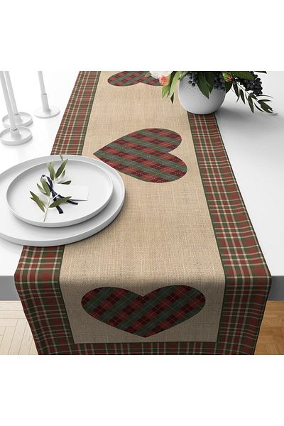 Evmila Heart Patterned Velvet Runner