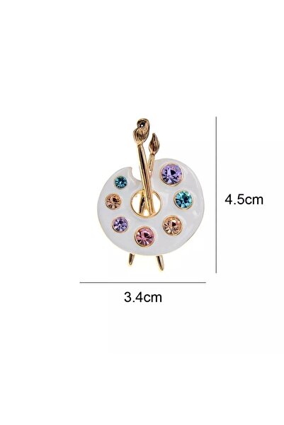 ESJ Kristal Taş Resim Paleti Broş Unisex Ebat: 3,4*4,5 Cm