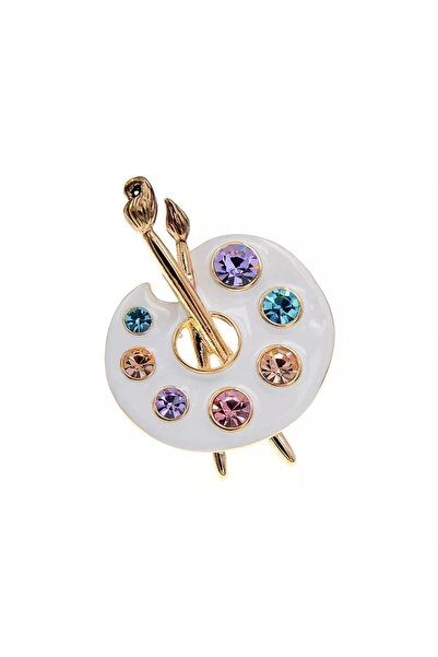 ESJ Kristal Taş Resim Paleti Broş Unisex Ebat: 3,4*4,5 Cm
