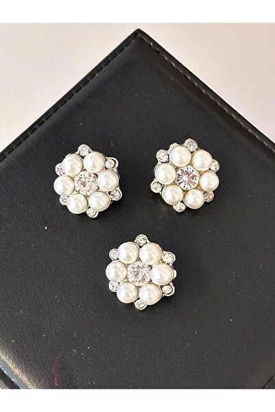 ODDA TASARIM ATÖLYESİ Ασημένιο κουμπί με κρυστάλλινες πέτρες μοντέλο με κόκκους μαργαριταριών