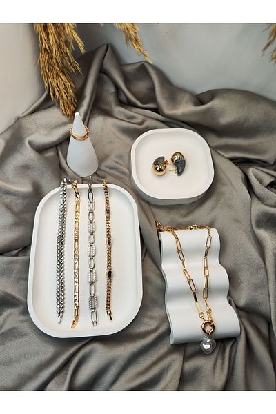 Minima Art Studio Decorative Jewelry Organizer Jewelry Product Shooting Stand Decorative Plate Set