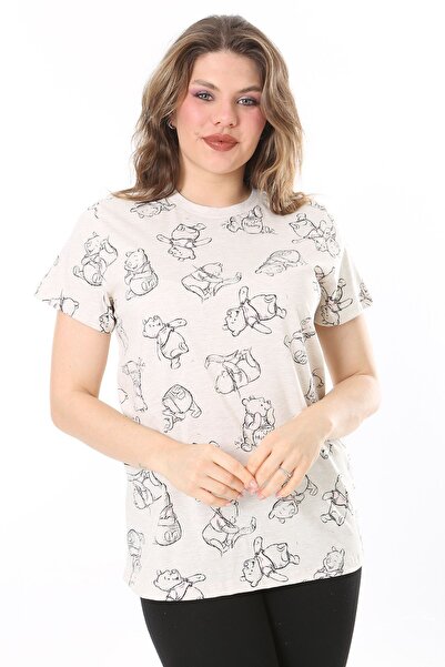 Şans Women's Plus Size Blouse - Color, Cotton, Short Sleeve, Printed 65N38035