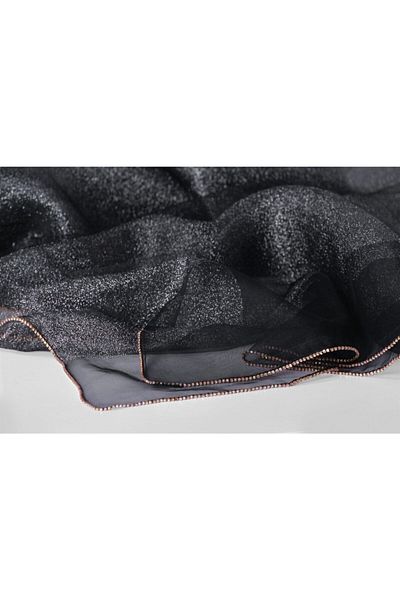 ARMANDA Evening Dress Shawl with Stone Edge Black -grey