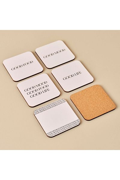 Bella Maison Motto 6-Piece Black under Glass - 10X10 cm