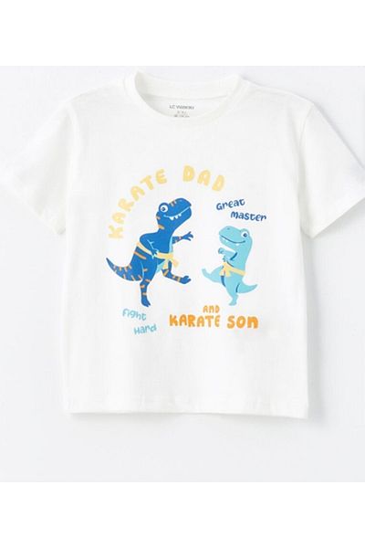 LC Waikiki Crew Neck Printed T-Shirt and Shorts for Baby Boy - Set of 2