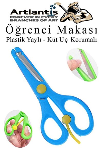Artlantis Školske makaze za učenike sa plastičnom oprugom i zaštitom za tupi ...