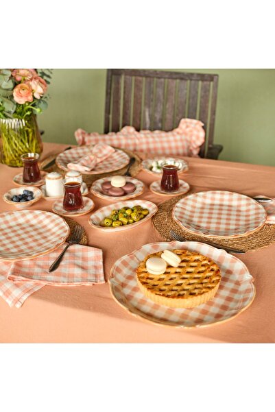 Bella Maison Pavia Stoneware 26 Parça 6 Kişilik Kahvaltı Takımı Somon