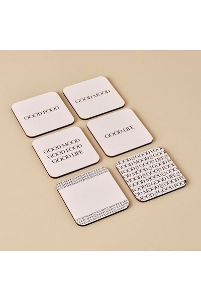 Bella Maison Motto 6-Piece Black under Glass - 10X10 cm