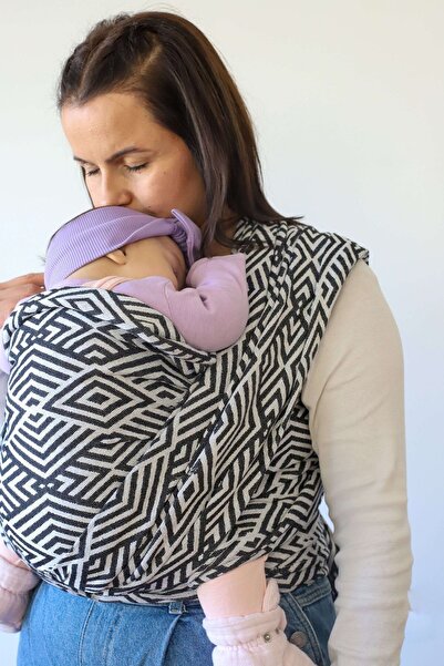 ZuBu Dokuma Wrap Sling Geometrik Siyah Organik Pamuk Anakucağı
