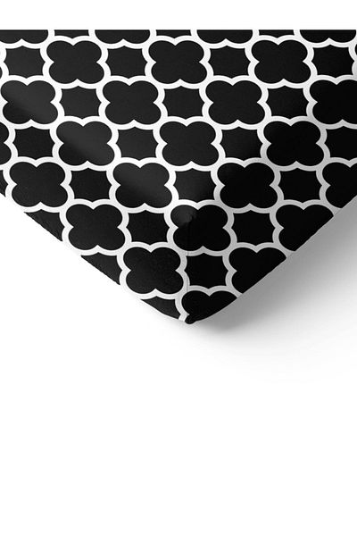 Evmila Geometric Pattern Printed Double Sheet Set 160x200 Cm - Black