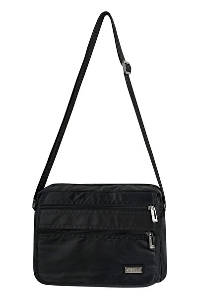 CAKARD Çok Gözlü Su Geçirmez Erkek El Ve Omuz Askılı Çanta Siyah Yatay