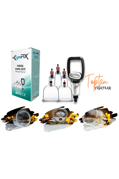 KUPAFİX 10 Lu Masaj Kupa Seti, Hacamat Seti, Selülüt Cihazı, Hacamat Kupası V...