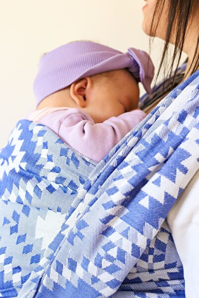 ZuBu Dokuma Wrap Sling Cube Mavi Organik Pamuk Ve Bambu Anakucağı