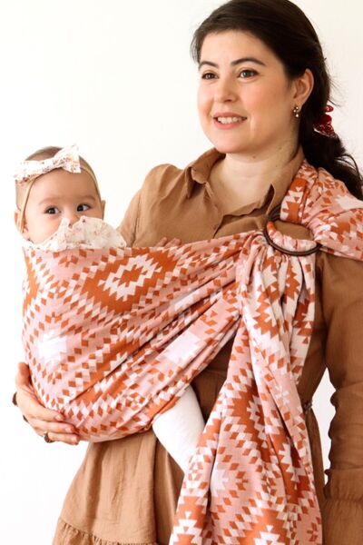 ZuBu Halka Sling Bebek Taşıma Şalı Cube Tarçın Organik Pamuk Ve Bambu Anakucağı