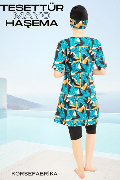 korsefabrika trend mood store New Generation Short Pacated and Short Sleeve Testature Swimsuit