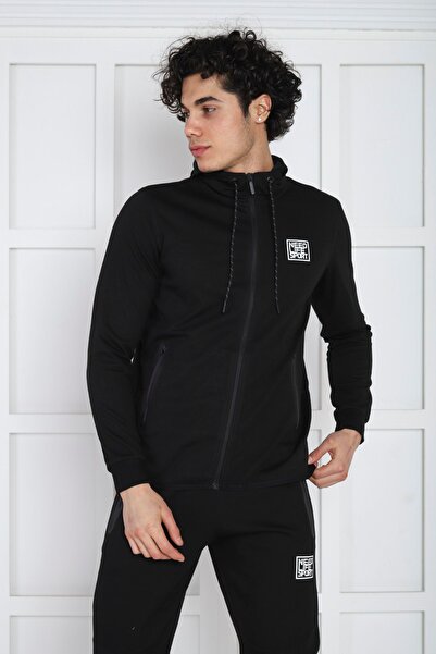NEED LİFE Erkek  Slim Fit Kapüşonlu  Paçası Lastikli Double Pamuk Kumaş Eşofman Takım