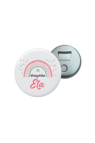 GRAFİLLİ DESİGN Gökkuşağı Ve Kalp Baskılı Hoşgeldin Bebek Magnet Açacak Hediy...