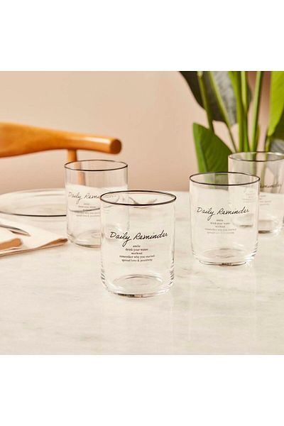Bella Maison Daily Reminder Set of 4 Glasses (350 Cc)