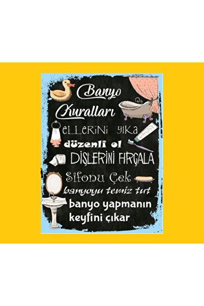 Minik Mucizeler Ahsap Poster Banyo Kuralları