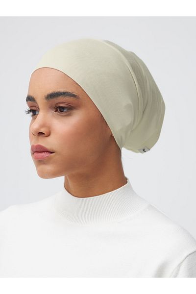 Femple Modest Lime Cream Practical Plain Bonnet - Tube Underscarf