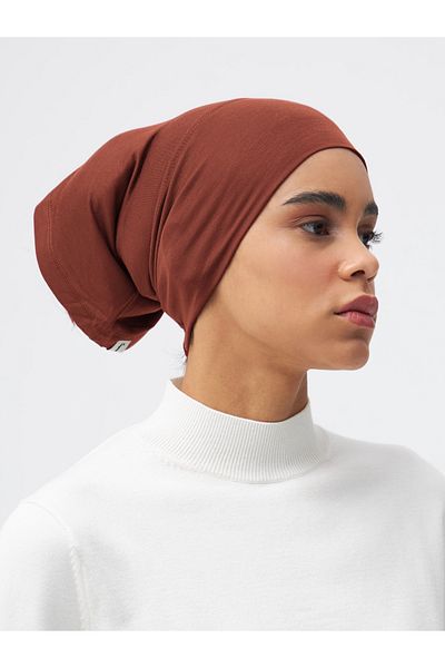 Femple Modest Red Red Practical Plain Bonnet - Tube Underscarf