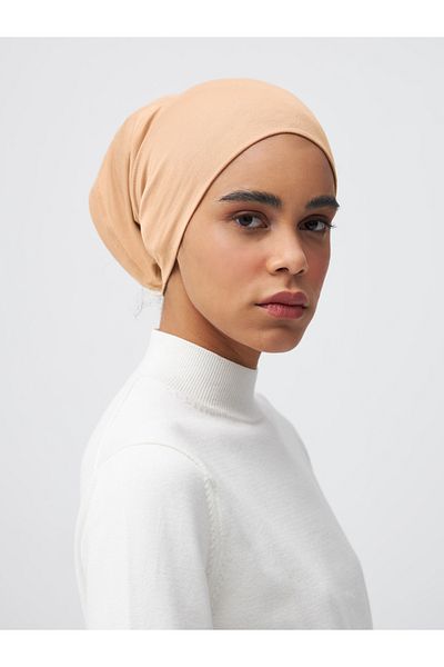 Femple Modest غطاء رأس مسطح باللون البيج الشاطئي العملي - وشاح سفلي أنبوبي