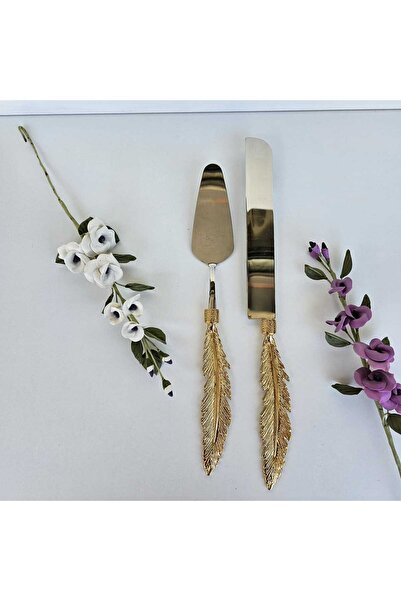 MaviDamla 2 PARÇA PASTA SERVİS SETİ TÜY MODEL GOLD
