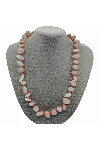 ByKolyeucum حجر الكوارتز الوردي - قلادة كبيرة من القطع الطبيعي