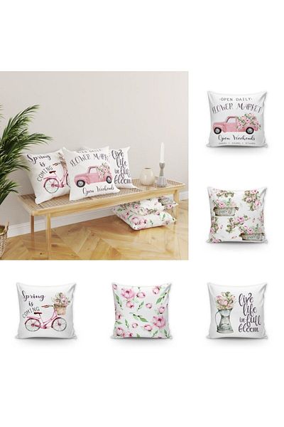 Evmila Set de 5 huse de pernă decorative