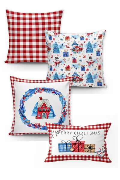 Lolla Evmila Christmas Patterned 4-Piece Throw Pillow Cover Set