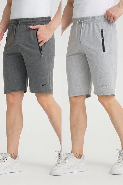 RDR-X Men's Anthracite Gray 2-Piece Bermuda Combed Cotton Shorts Pack