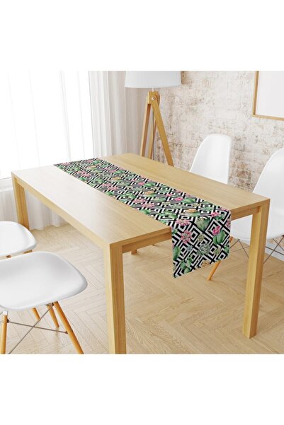 Lolla Evmila Velvet Fabric Leafy Geometric Runnur Model 1213