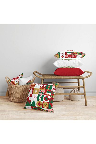 Evmila Model de Anul Nou Crăciun și Crăciun Design special Set de 4 huse de pernă