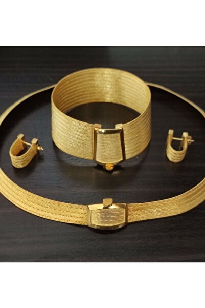 EgeEceSilvers 24 Ayar Altın Kaplama Gümüş Trabzon Hasır Set