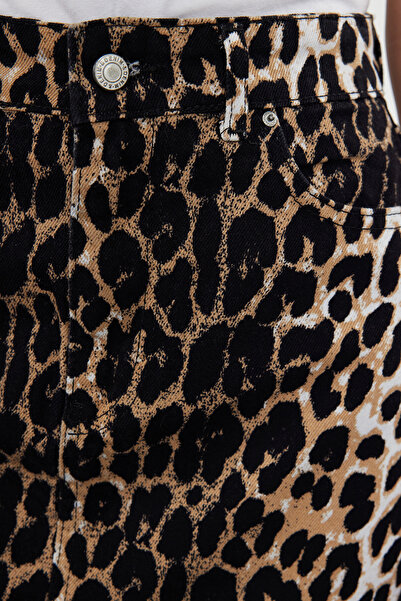 Trendyol Collection Leopárd mintás barna miniszoknya - TWOSS24ET00251